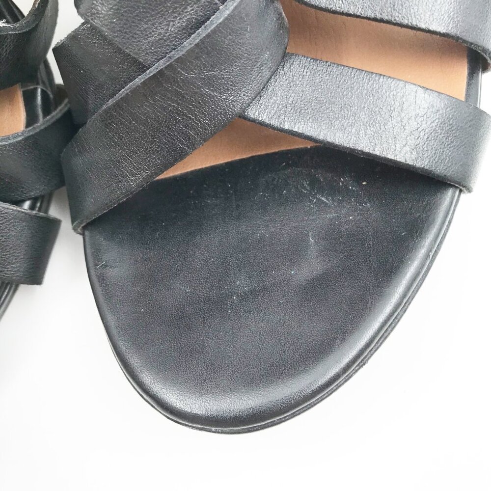 FRANCO SARTO Nikita Black Caged Wedge Heels Leather Strappy Sandals Womens 9 - Picture 7 of 12